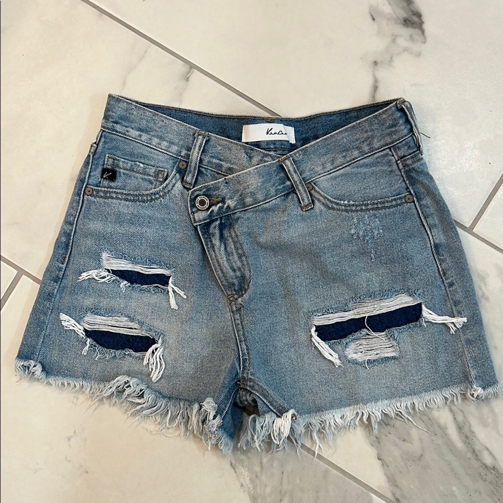 KanCan Blue Distressed Denim Shorts